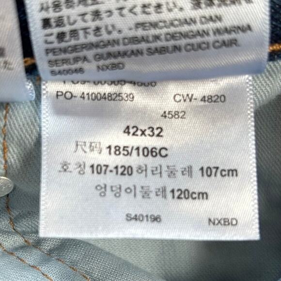 Levi’s 505 Jeans Blue 100% Cotton Denim Straight Leg Mid Rise W42 L32 - Picture 7 of 7